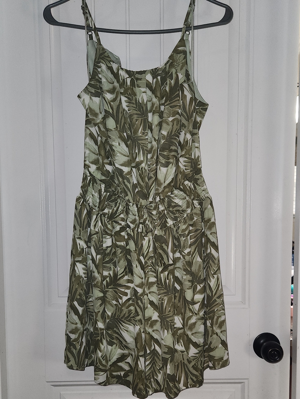 Olive Green Leaf-Print Shorts Jumpsuit By Nine Britton- No Tags Never Worn